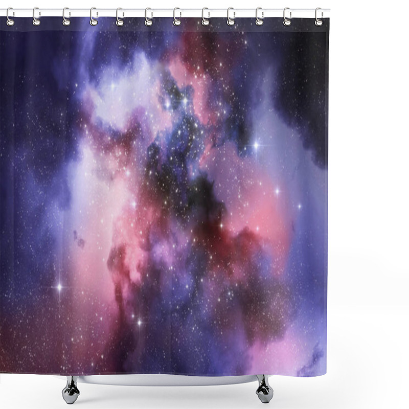 Personality  Deep Space Nebula And Galaxy Background 3d Illustration. Shower Curtains