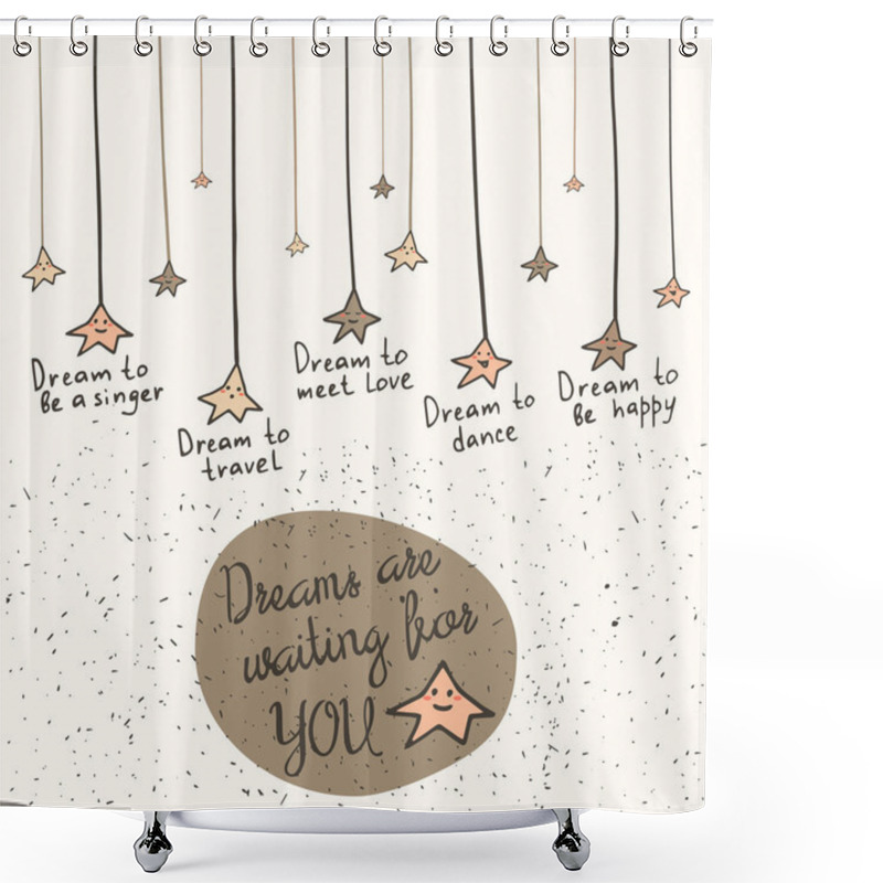 Personality  Cute Hand Drawn Card Shower Curtains