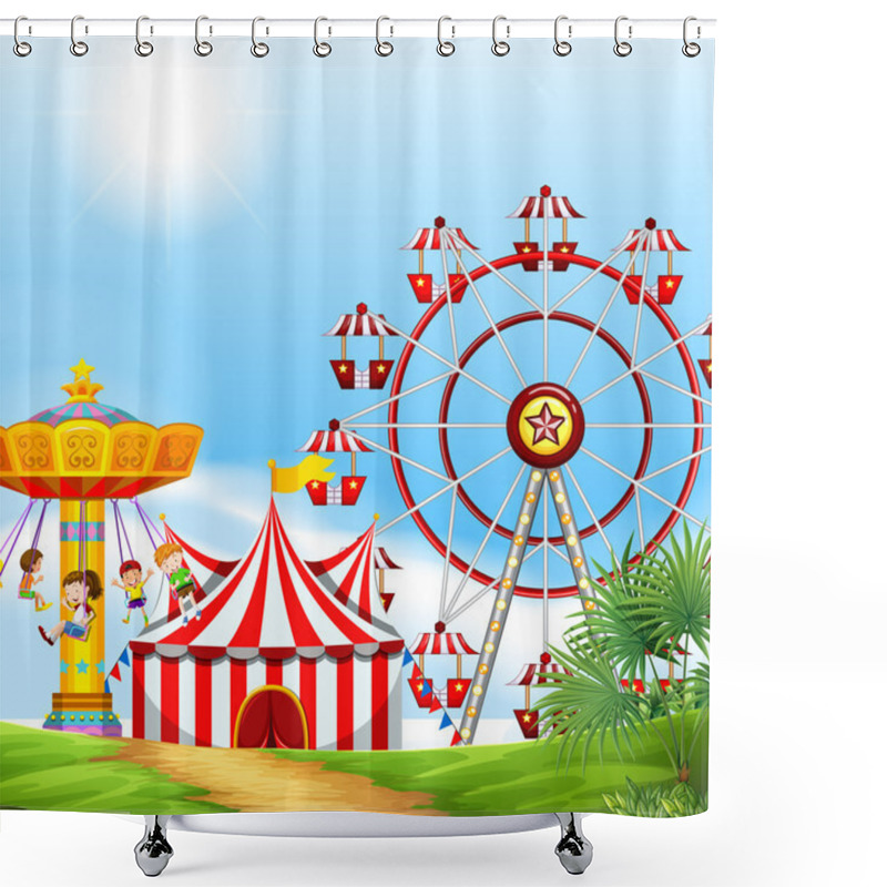 Personality  Children Having Fun At The Carnival Shower Curtains