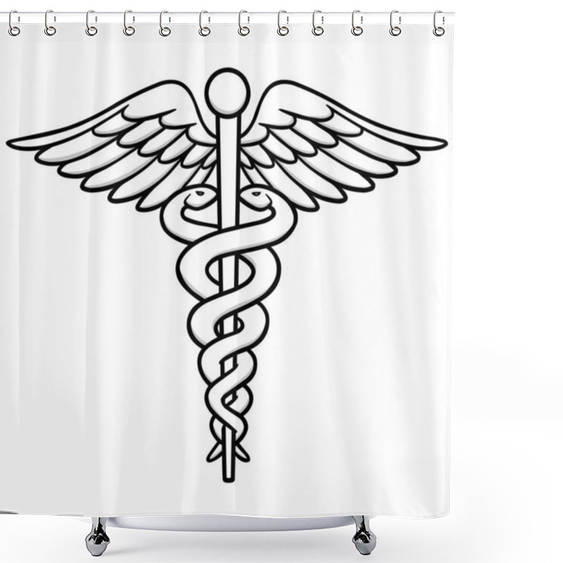 Personality  Caduceus Illustration - A Cartoon Illustration Of A Caduceus Icon. Shower Curtains