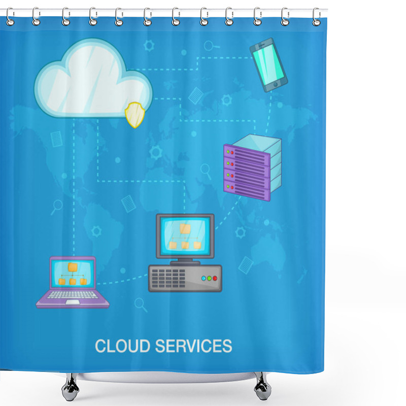 Personality  Data Base Concept, Cartoon Style Shower Curtains