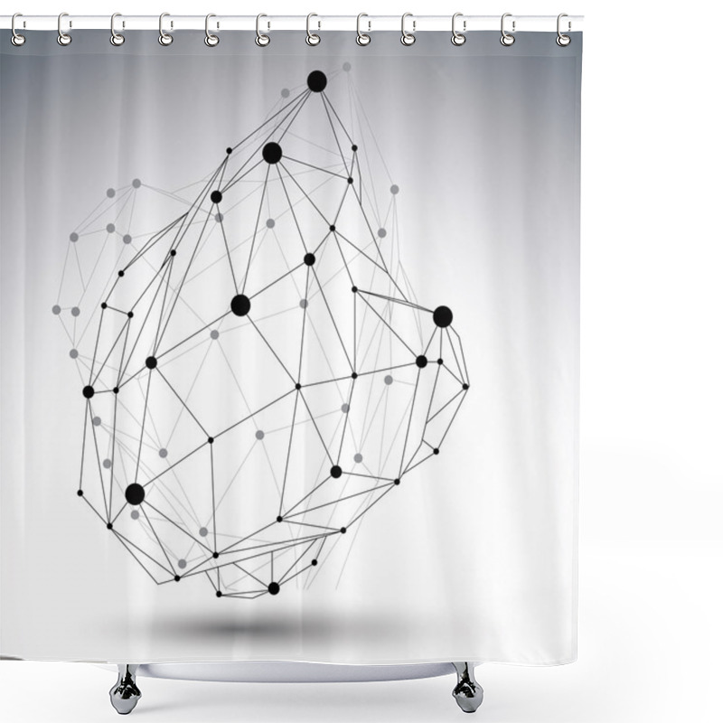 Personality  3D Mesh Modern Style Abstract Object, Network Futuristic Figure Shower Curtains