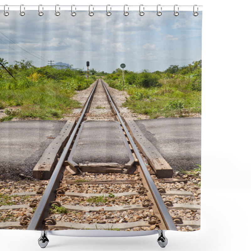 Personality  Road Cross Railway Track Shower Curtains