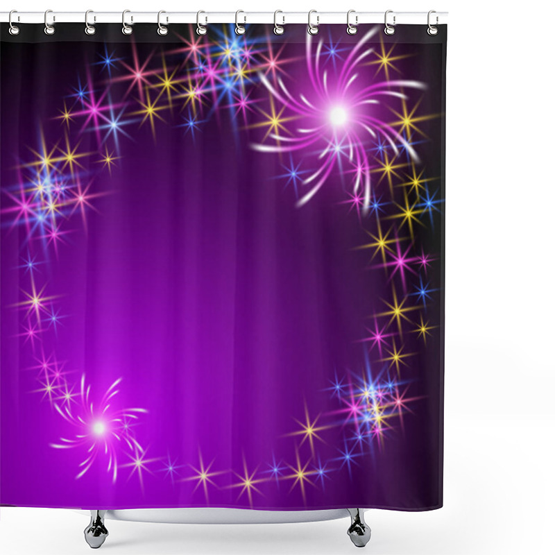 Personality  Salute And Firework With Sparkle Stars Shower Curtains