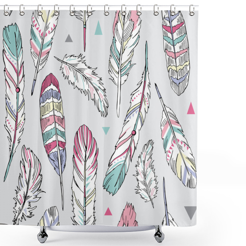 Personality  Feathers Seamless Pattern Shower Curtains