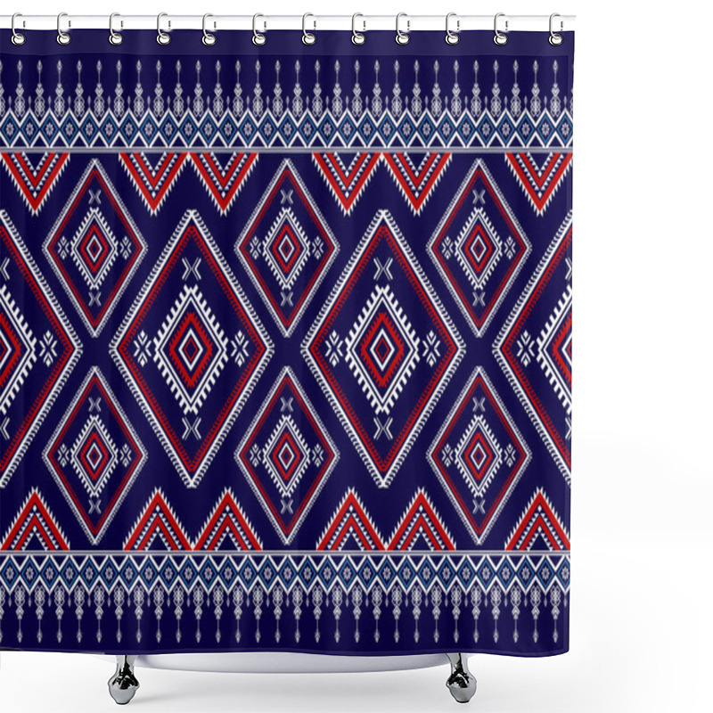 Personality  Abstract Background Basic Geometric Ethnic Fabric Pattern, Oriental Style Fabric Texture, Traditional Ethnic Style For Decoration, Ethnic Textile Background Shower Curtains