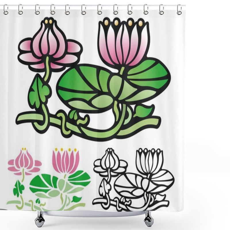 Personality  Art Deco Style Water Lotus Shower Curtains