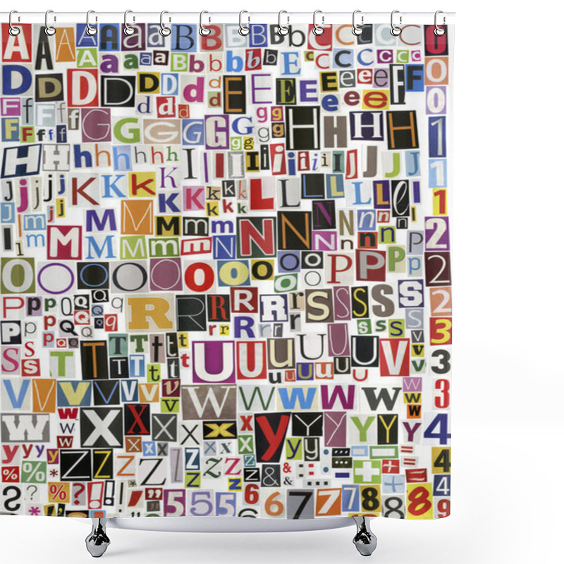 Personality  Newspaper Clippings Alphabet Shower Curtains