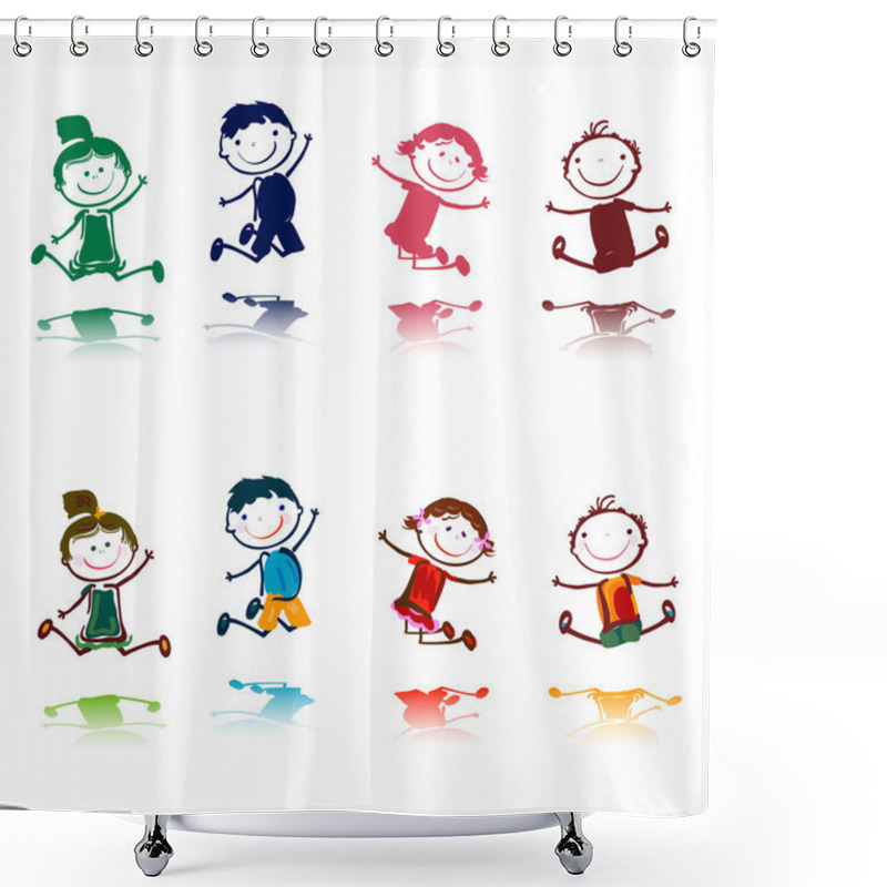 Personality  Jumping Happy Kids Shower Curtains