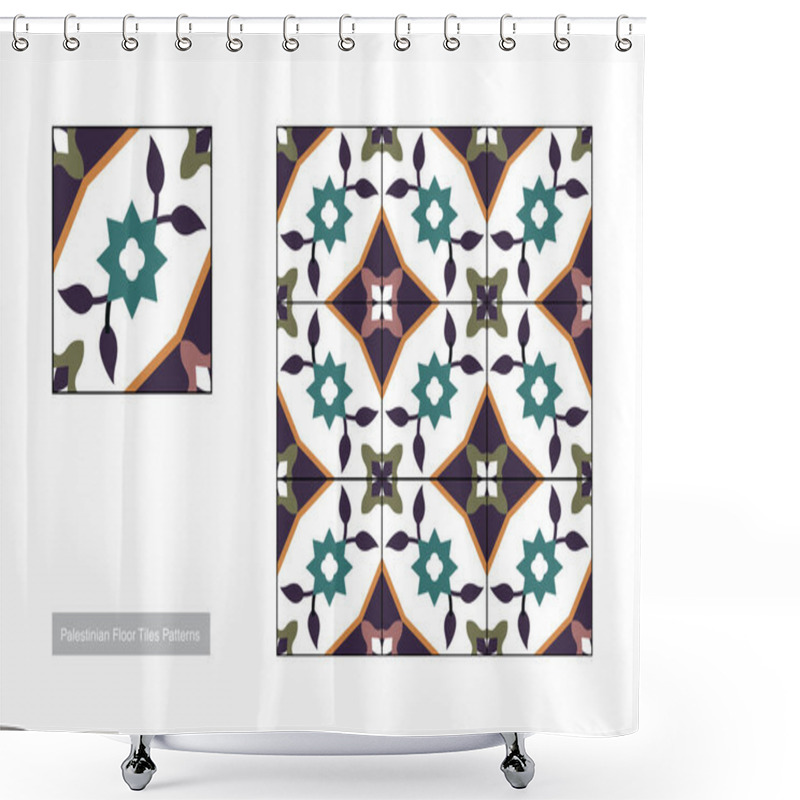 Personality  Traditional Floor Tiles Pattern. Editable Vector File. Shower Curtains