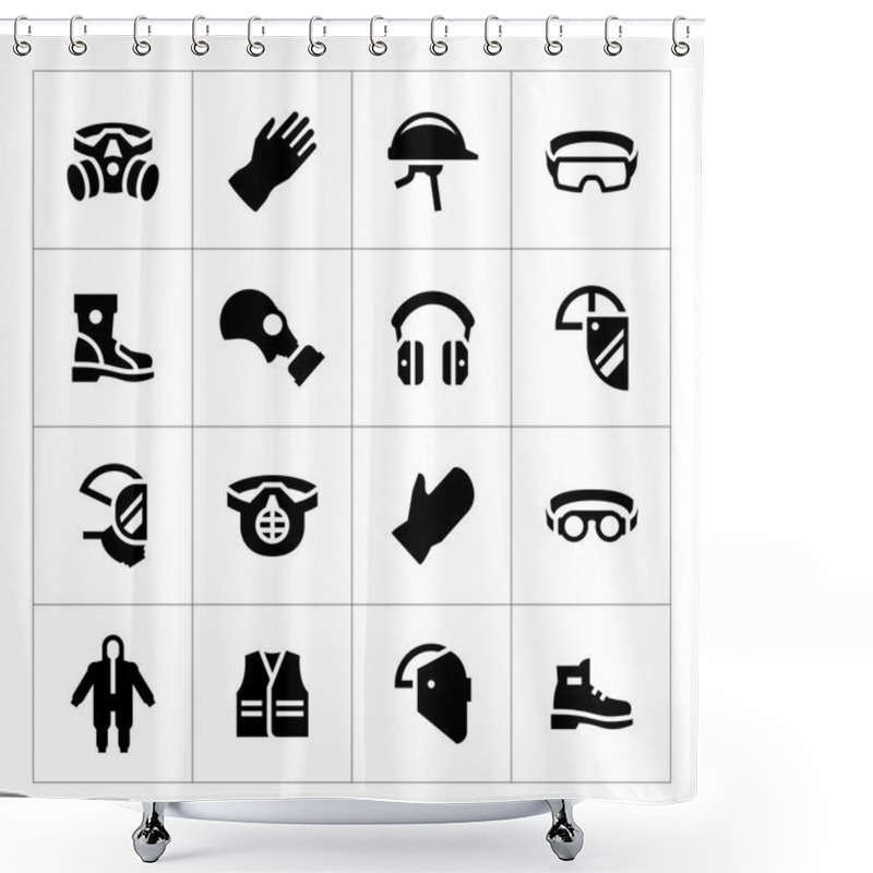 Personality  Set Icons Of Personal Protective Equipment Shower Curtains