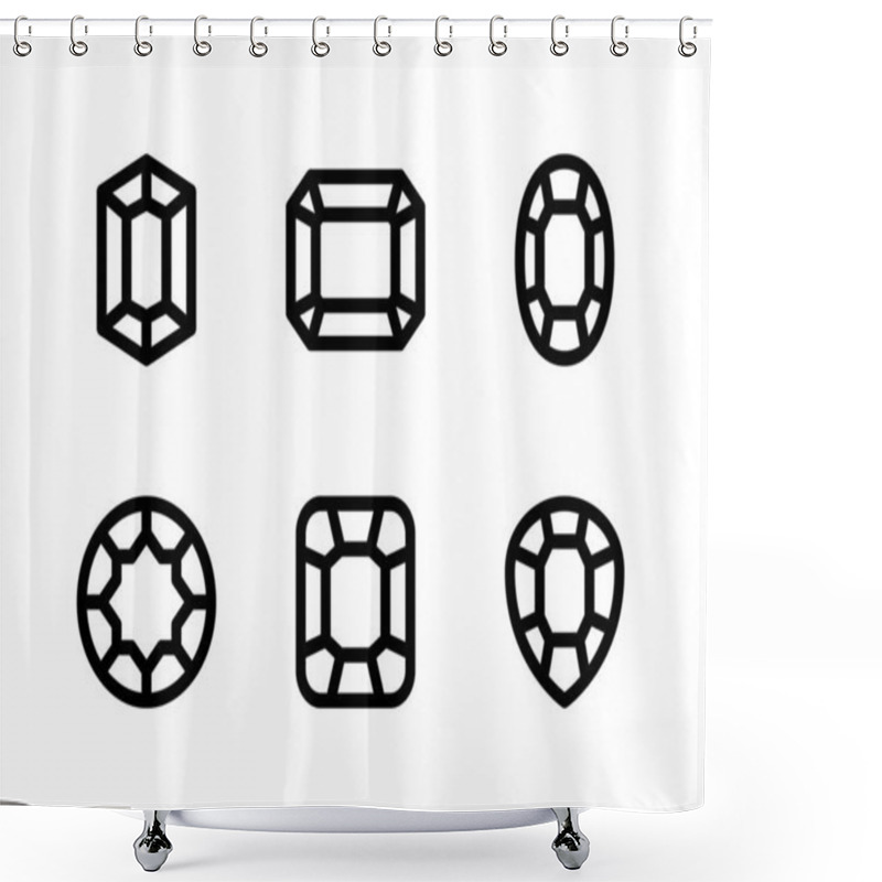 Personality  Simple Set Of Gemstones Related Vector Line Icons. Shower Curtains