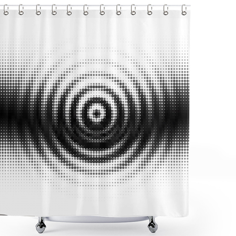 Personality  Black And White Gradient Seamless Background With Radial Ripples Shower Curtains