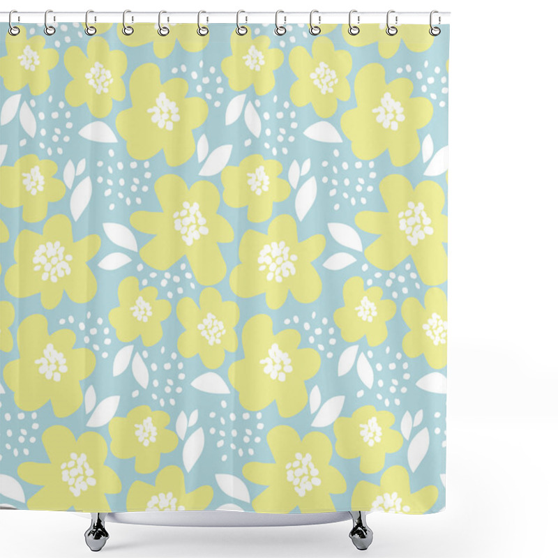 Personality  Summer Floral Vector Illustration In Retro 60s Style. Abstract H Shower Curtains