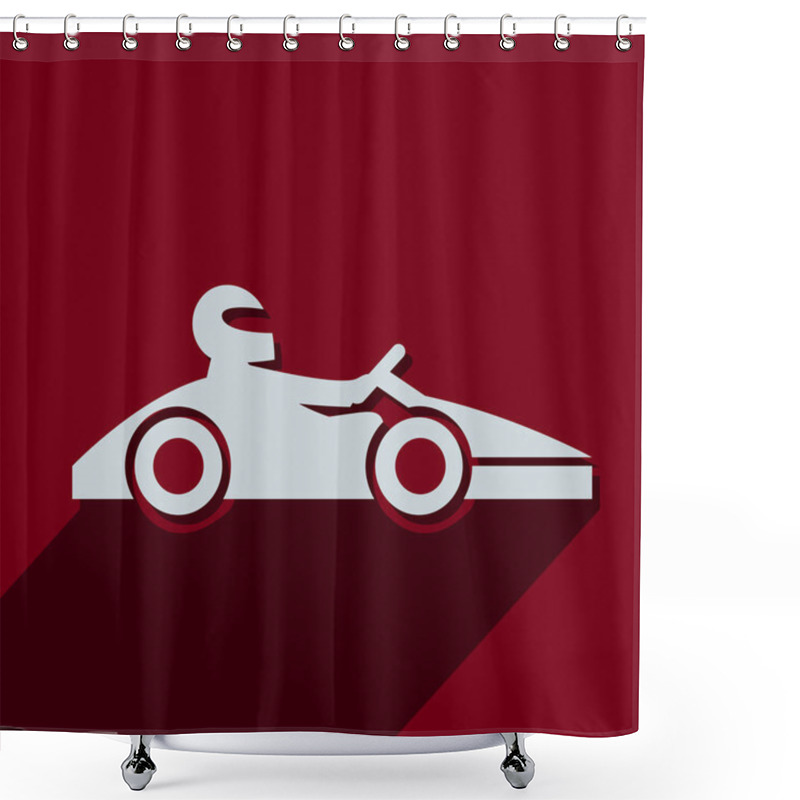 Personality  Kart With Driver Icon Pictograph Shower Curtains