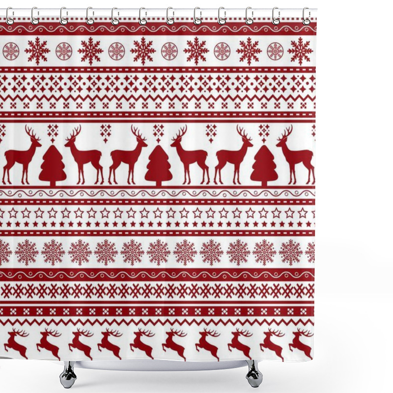 Personality  Christmas Seamless Pattern With Holiday Decoration  Shower Curtains