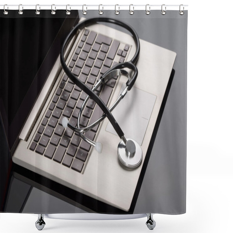 Personality  Medical Stethoscope Over Laptop Shower Curtains