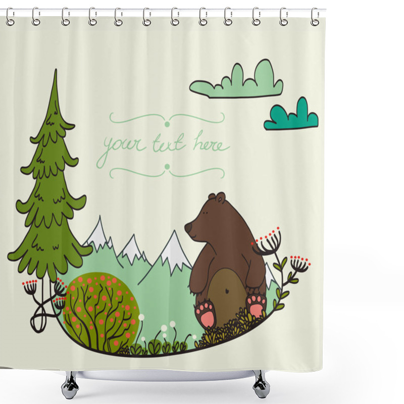 Personality  Cartoon Bear. Shower Curtains