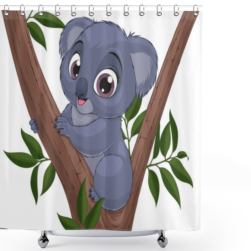 Personality  Vector Illustration, Funny Little Koala Bear Baby Smiling On A White Background Shower Curtains