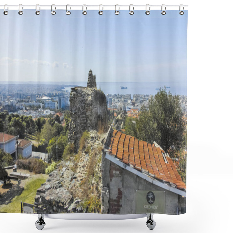 Personality  Ancient Fortification And Panorama Of Thessaloniki,  Greece Shower Curtains