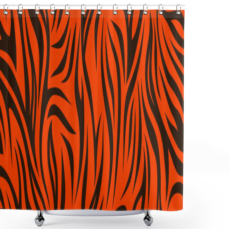 Personality  Tiger Stripes Pattern, Animal Skin, Line Background.  Wild Life Wallpaper. Vector Seamless Texture. Shower Curtains