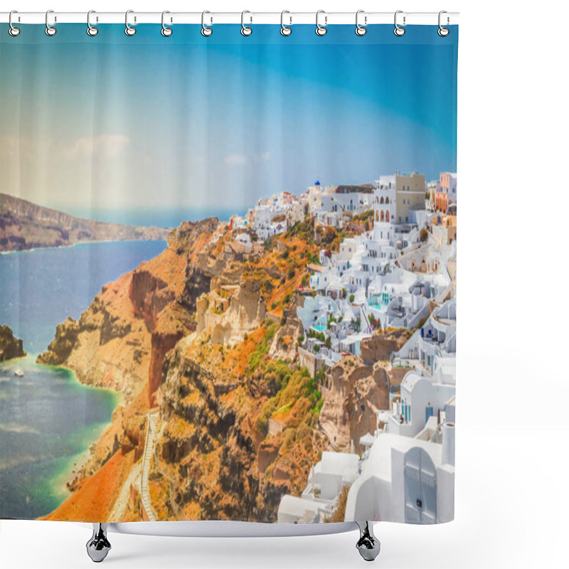 Personality  Oia, Traditional Greek Village Shower Curtains