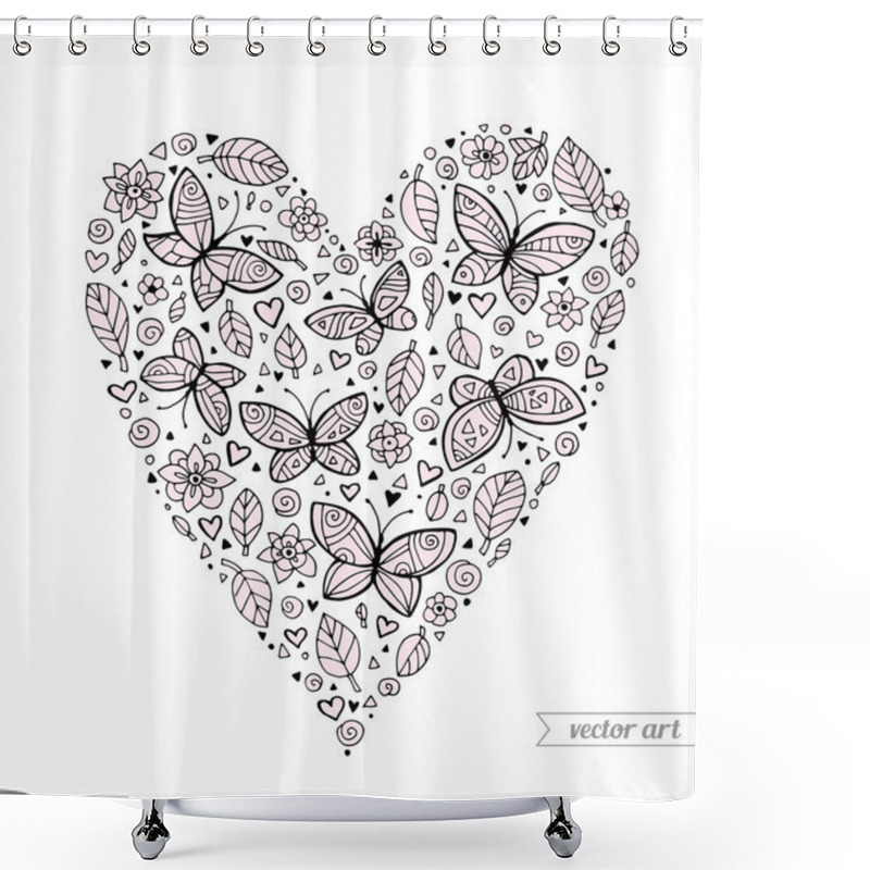 Personality  Heart Shaped Natural Pattern Shower Curtains