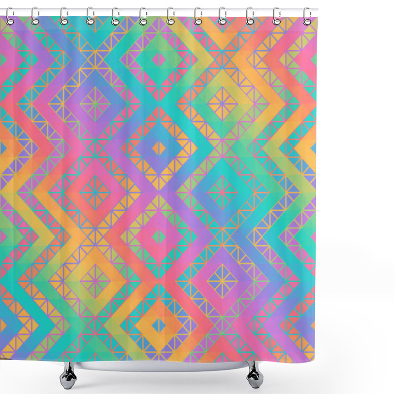 Personality  Abstract Seamless Tileable Pattern. Triangles Aztec Background. Vector Image. Shower Curtains