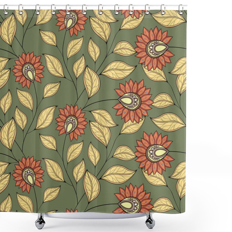 Personality  Seamless Floral Pattern Shower Curtains