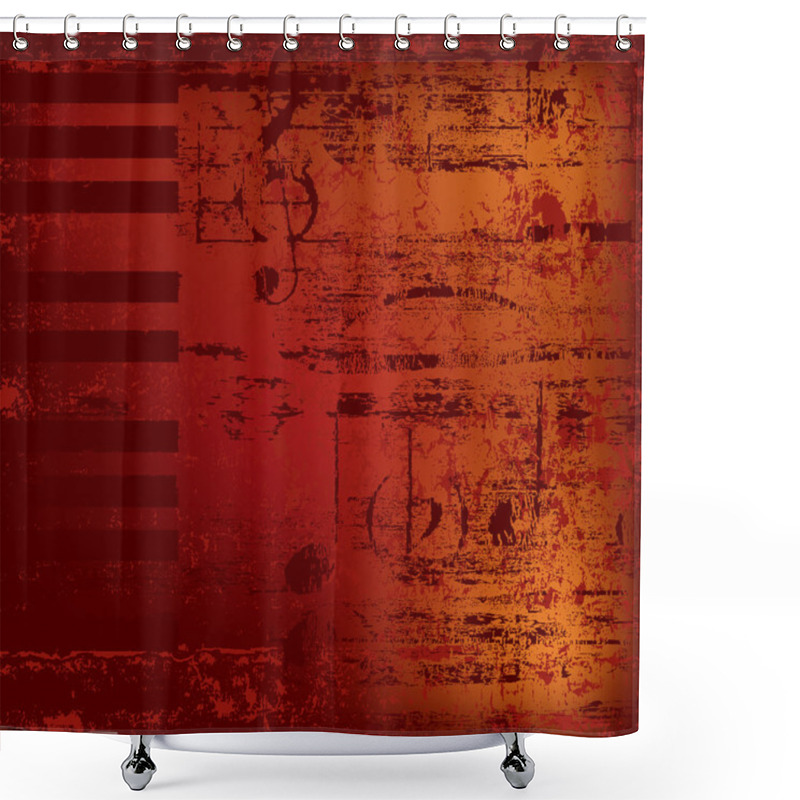 Personality  Abstract Jazz Background Piano Keys On Red Shower Curtains