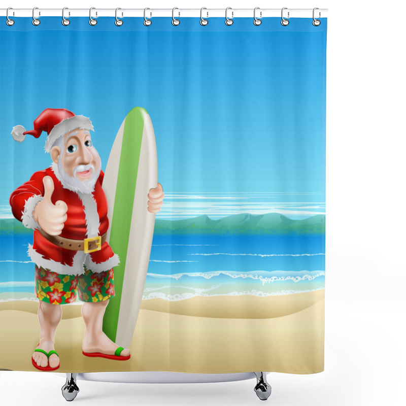 Personality  Santa On The Beach Shower Curtains