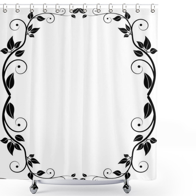 Personality  Silhouette Floral Frame Shower Curtains