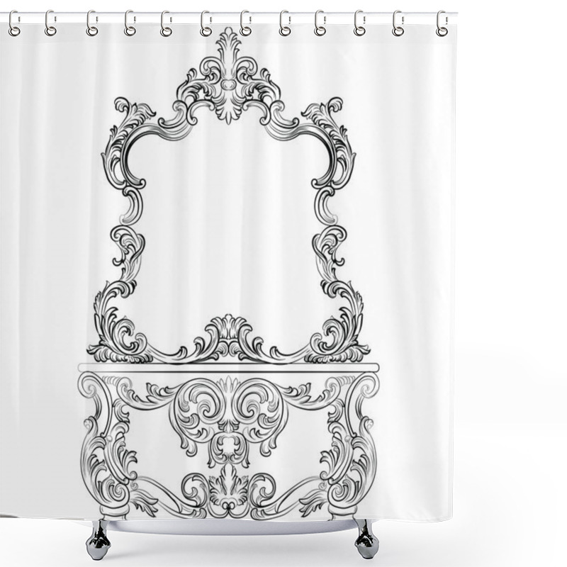 Personality  Vector Baroque Furniture Dressing Table And Mirror Frame Shower Curtains