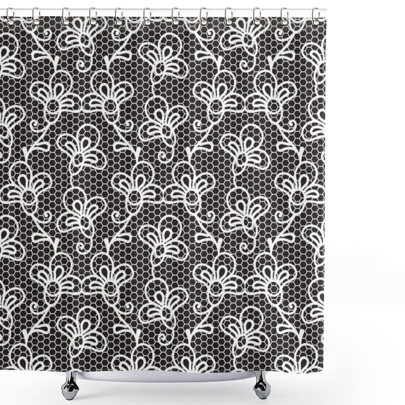 Personality  Black And White Lace Pattern Shower Curtains