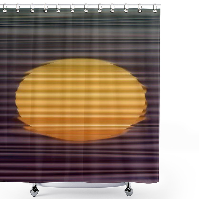 Personality  Abstract Gradient Sphere With Horizontal Lines In Dark Background Shower Curtains