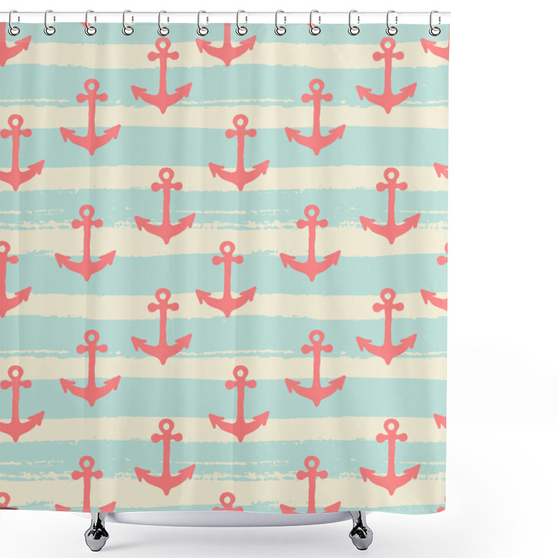 Personality  Hand Drawn Anchors Seamless Pattern Shower Curtains