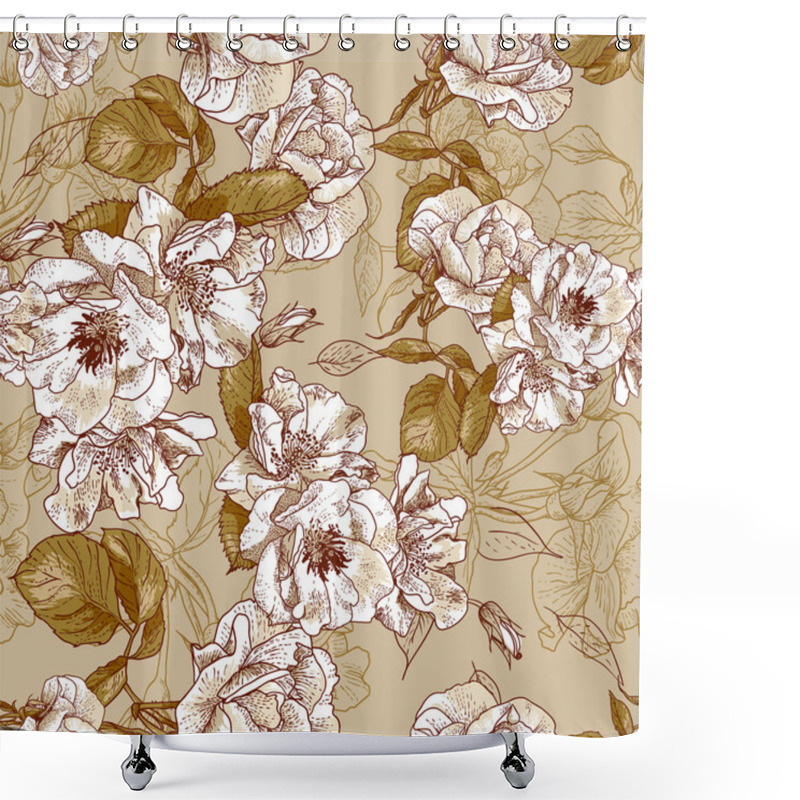 Personality  Beautiful Seamless Rose Background Shower Curtains