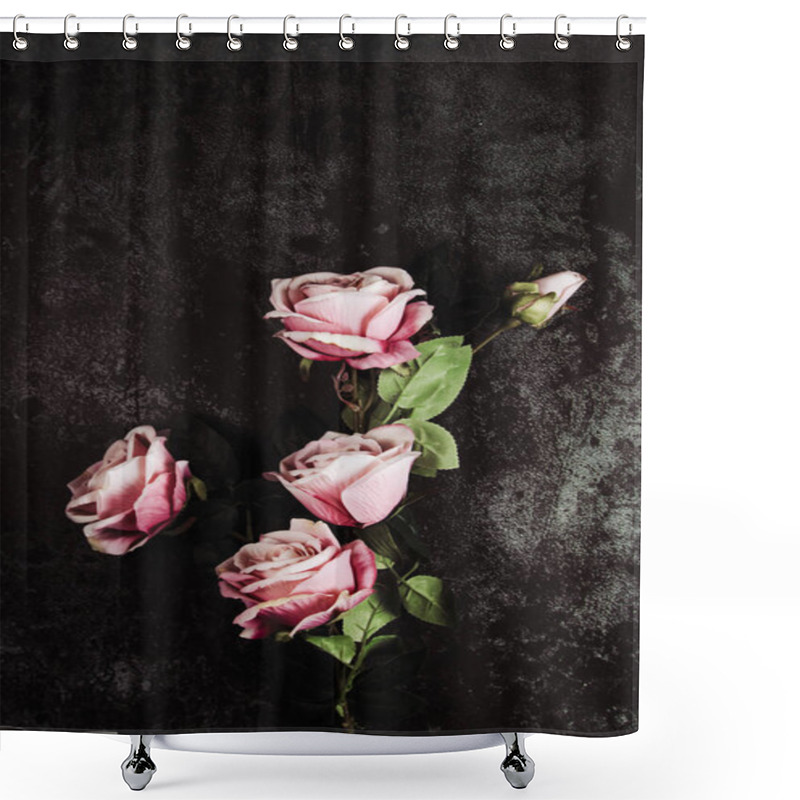 Personality  Beautiful Roses On A Dark Grunge Background Shower Curtains