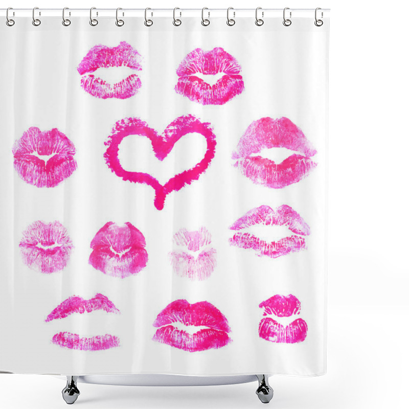 Personality  Lips Prints Kisses - Vector Illustration. Shower Curtains