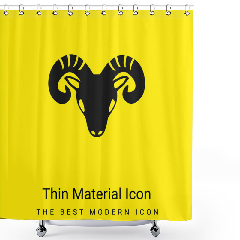 Personality  Aries Zodiac Symbol Of Frontal Goat Head Minimal Bright Yellow Material Icon Shower Curtains