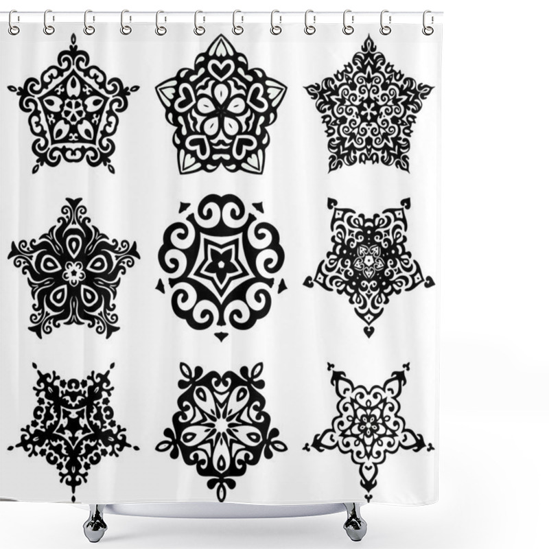 Personality  Set Of Vector Graphic Abstract Ornamental Designs  Shower Curtains