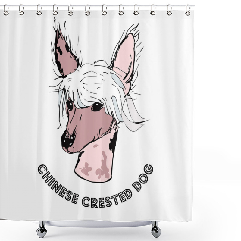 Personality  Chinese Crested Dog Isolated On White Background. Shower Curtains