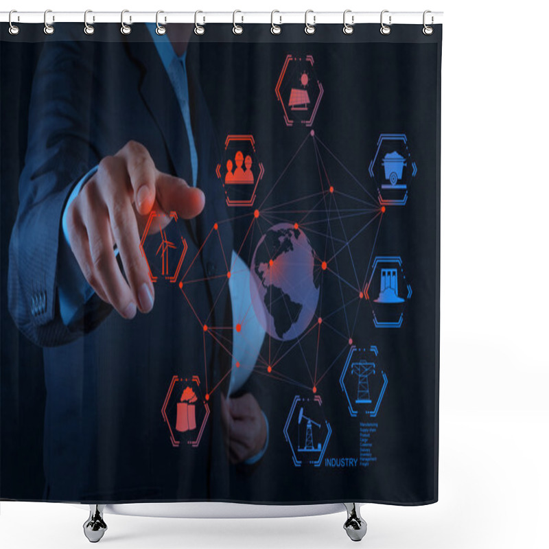 Personality  Engineer Works Industry Diagram On Virtual Computer Shower Curtains