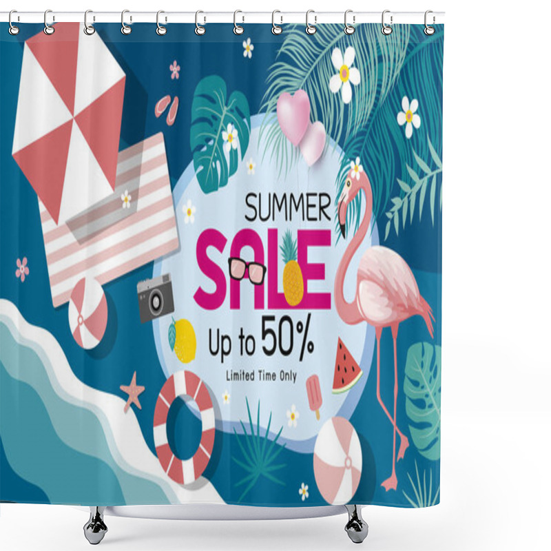 Personality  Summer Sale Banner Vector Illustration Shower Curtains