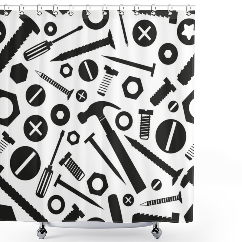 Personality  Hardware Screws And Nails With Tools Seamless Pattern Eps10 Shower Curtains