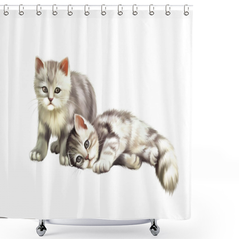 Personality  British Tabby-cat Kittens Shower Curtains