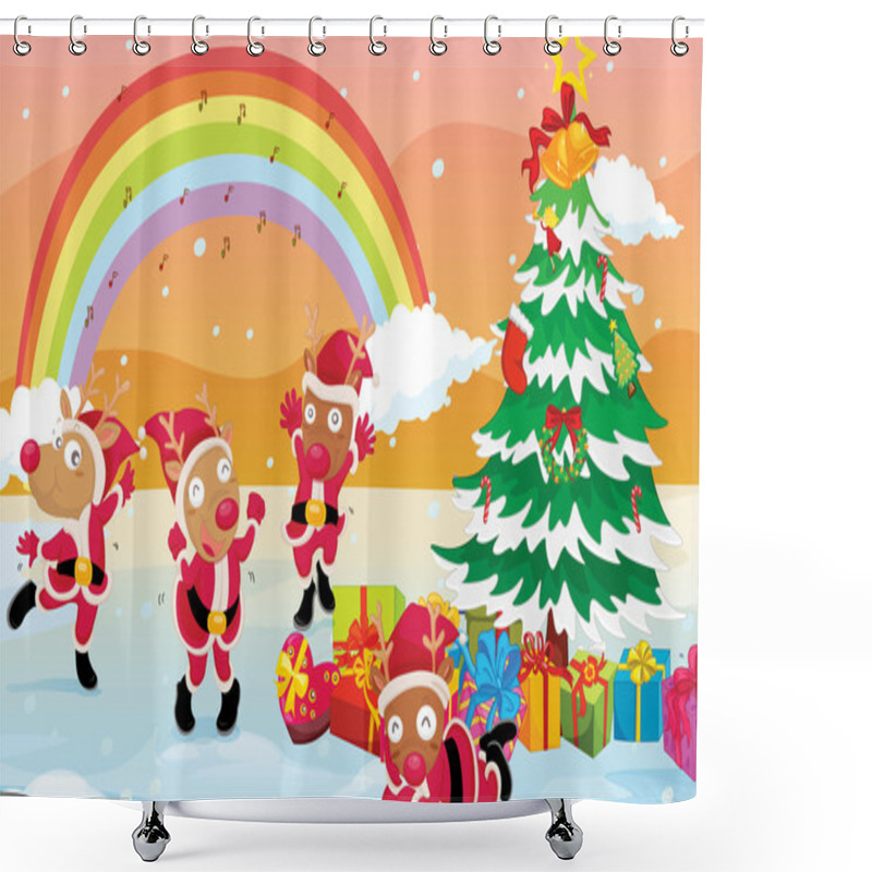 Personality  Reindeers Celebrating Christmas Shower Curtains