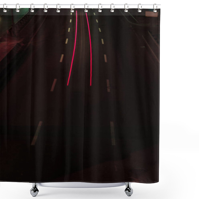 Personality  Long Exposure Of Road And Bright Lights At Night Shower Curtains