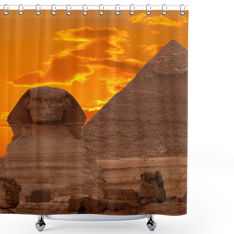 Personality  The Sphinx And The Great Pyramid, Egypt Shower Curtains