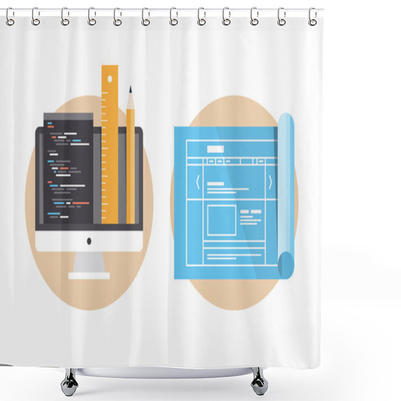 Personality  Website Programming And Development Icons Shower Curtains